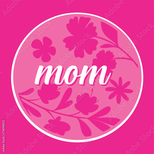 mom with flower pink background