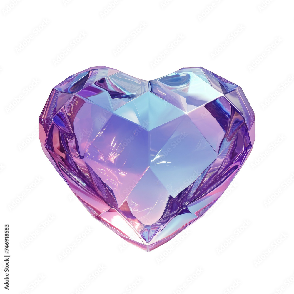 Purple Heart Shaped Glass Object on White Background