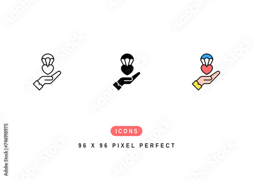 Humanitarian Icon. Charity Food Aid Pictogram Graphic Illustration. Isolated Simple Line Icon For Infographic, App and Web Button.