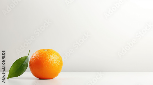 minimalist single Mandarin orange fruit with empty space for text on white background created with Generative AI Technology  © AstraNova