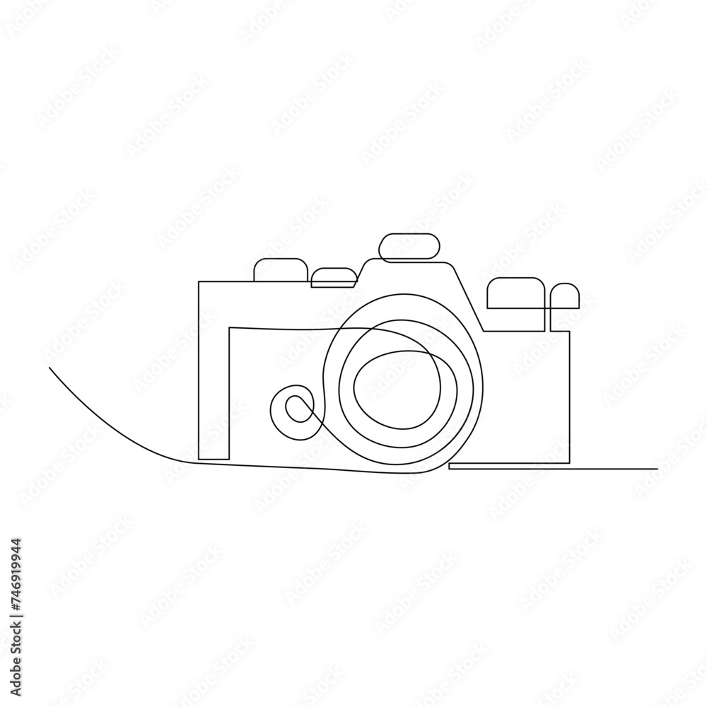 Continuous one line drawing hd photo camera outline vector illustration