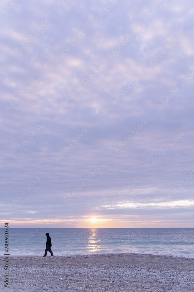 Fototapeta premium Morning beach view with clouds