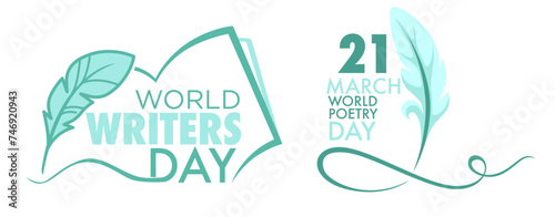 World writers day, 21 march holiday banner vector