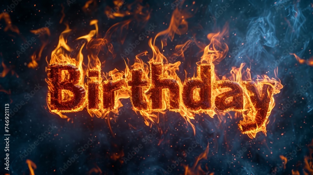 Fire Happy Birthday concept creative horizontal art poster ...