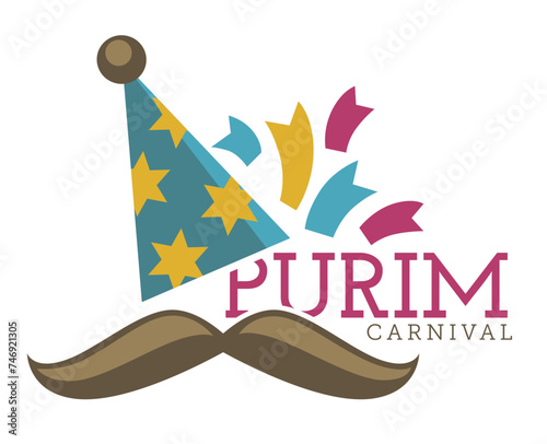 Purim carnival, emblem or banner of Jewish holiday