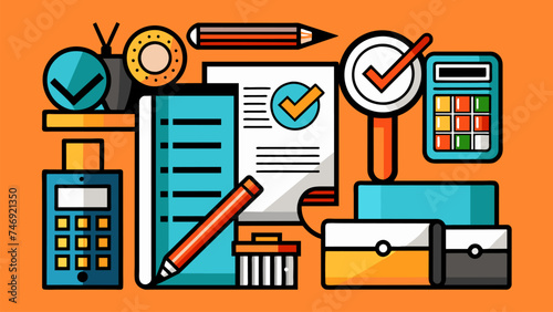 Vector illustration of office items.