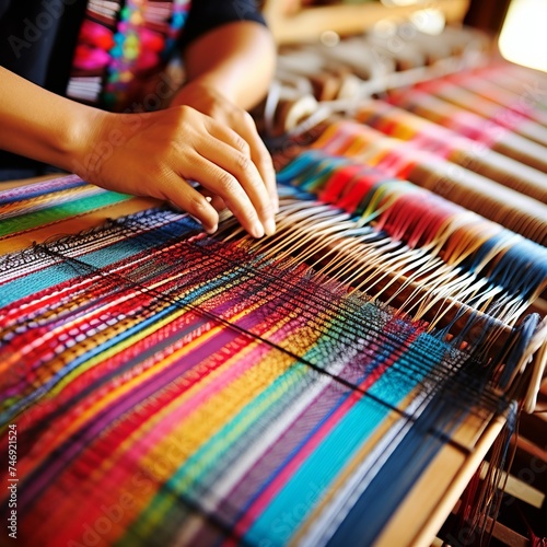 illustration of A traditional loom comes to life as skilled hands we, Generative ai