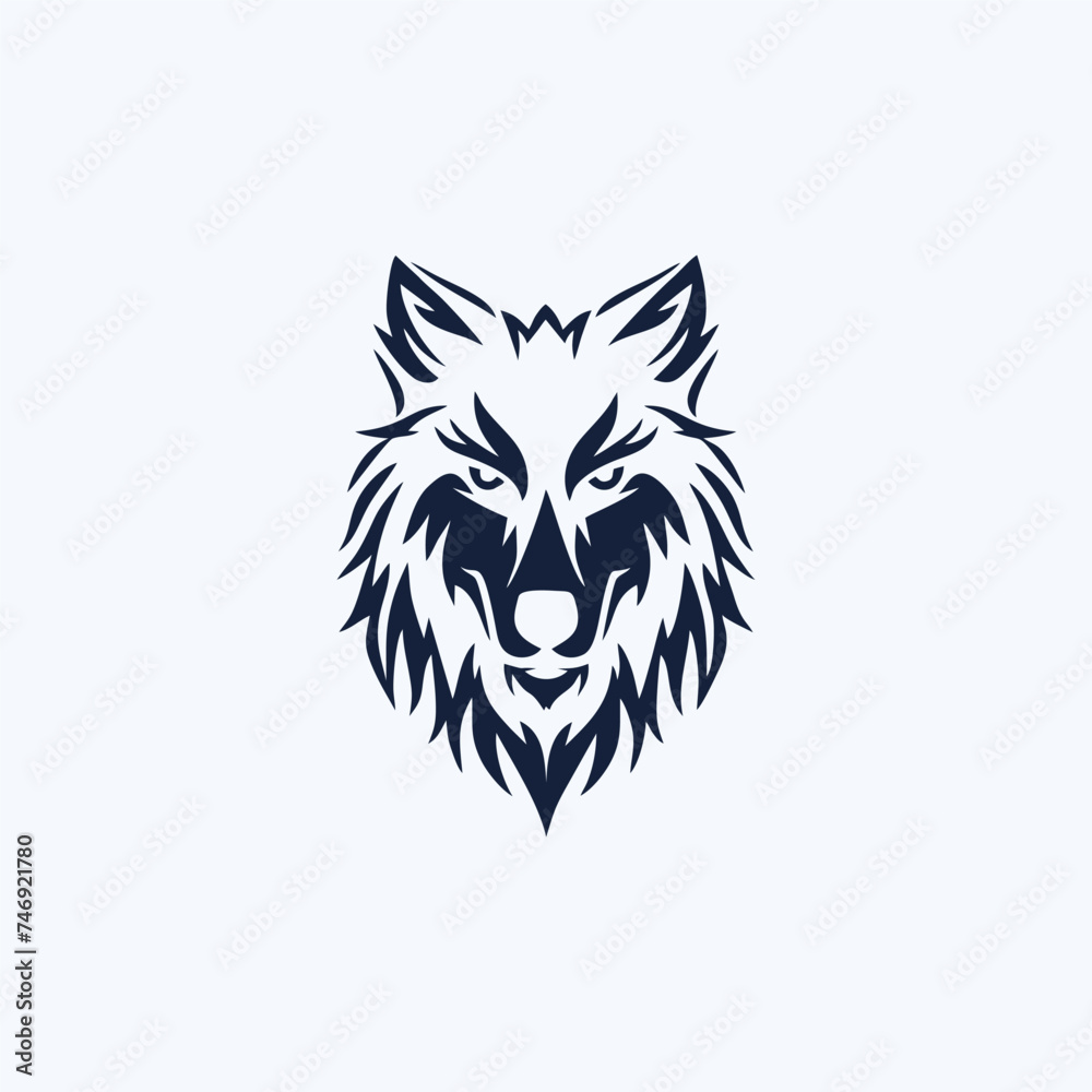 Obraz premium Luxury wolf head logo template mascot symbolabstract for Vector Vintage Design Element