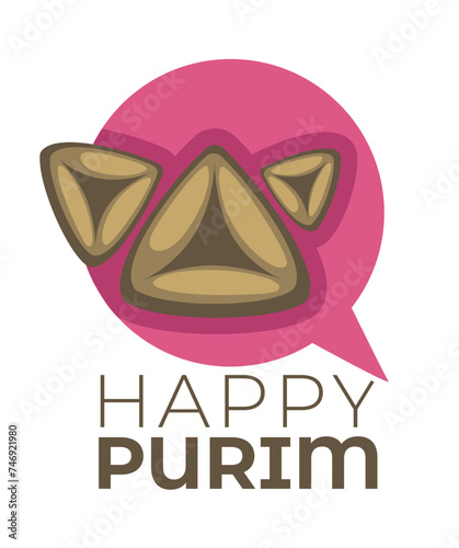 Judaism holiday and celebration, happy purim logo