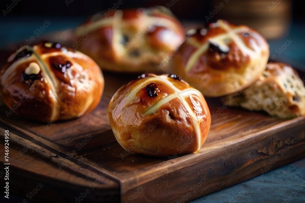 British Hot cross buns with raisins British Hot cross buns with raisins