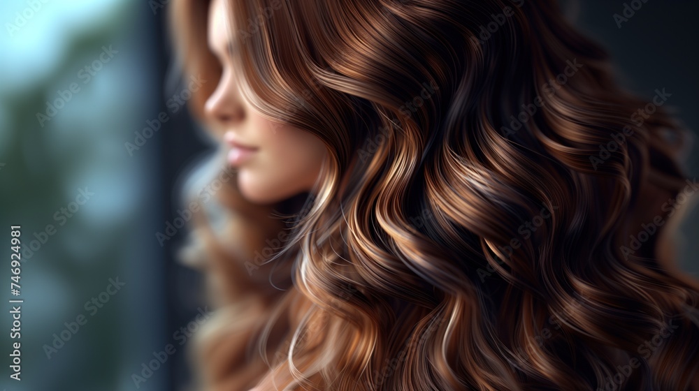Young women's hair looks beautiful and soft. Vitamin concept to nourish and restore damaged hair. Young women's hair looks beautiful and soft. Vitamin concept to nourish and restore damaged hair.