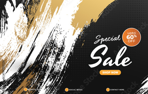 special sale discount template banner with copy space for product sale with abstract gradient brown and black background design