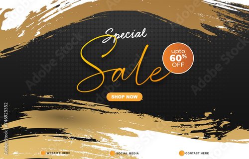 special sale discount template banner with copy space for product sale with abstract gradient brown and black background design
