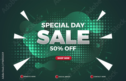special sale discount template banner with copy space for product sale with abstract gradient green background design