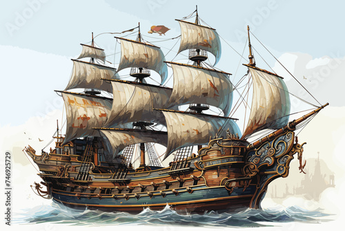 3D rendering of a sailing boat