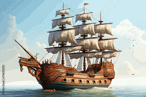 3D rendering of a sailing boat