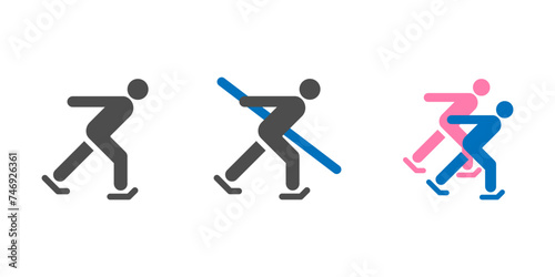 vector set of ice skating, ice skating icon, skating sign or pictogram
