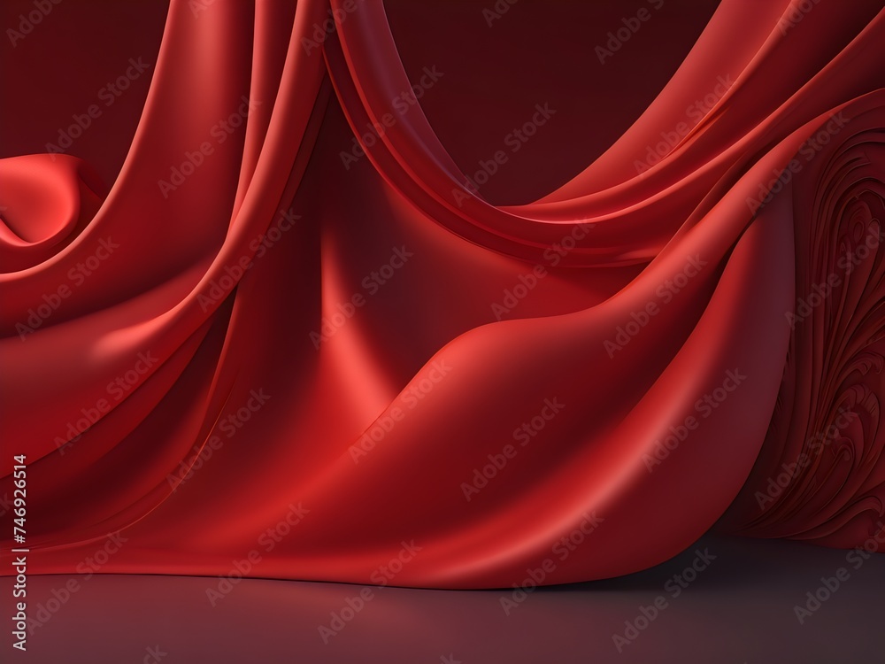 Smoot 3d realistic flowing red fabric background