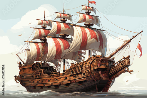 3D rendering of a sailing boat