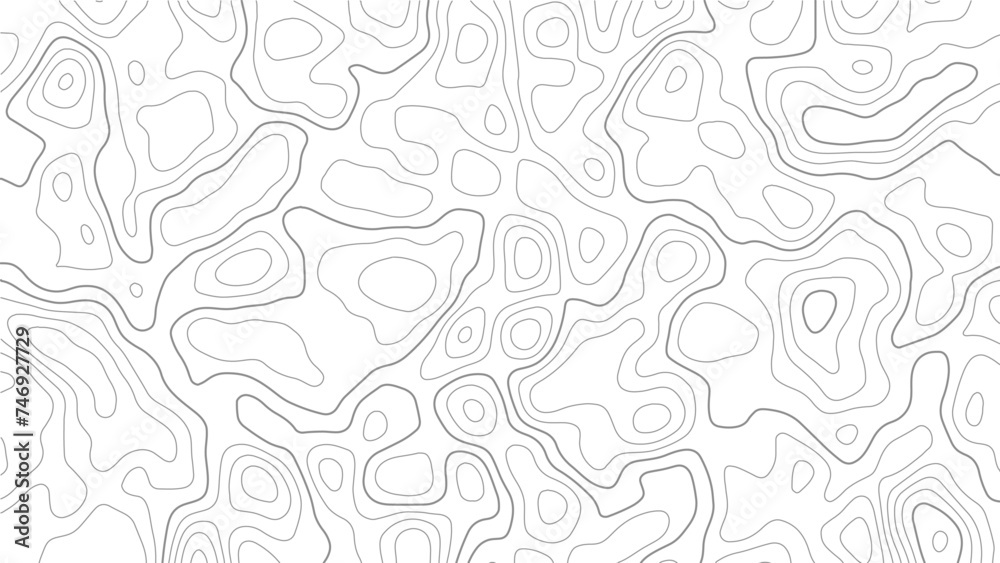 Topographic map background geographic line map with elevation assignments. Modern design with White background with topographic wavy pattern design.paper texture Imitation of a geographical map - obrazy, fototapety, plakaty 