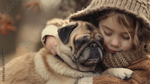 Childhood innocence meets canine companionship, a heartwarming sight that melts the heart.happy times.