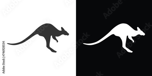 silhouette of a kangaroo on black and white