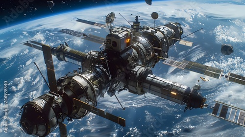 Orbiting Space Station Over Earth in Cryengine Style photo