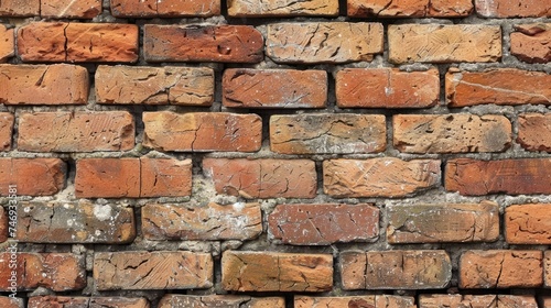 old Victorian brick wall whole wall, tiny bricks flat 