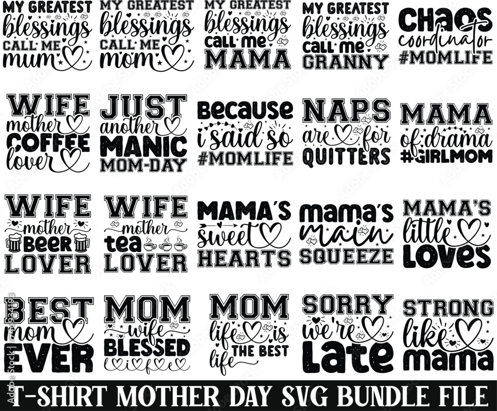 T-Shirt Mother's Day SVG Bundle, Mom Shirt svg, Mother's Day Gift, Mom Life, Gift for Mom, Retro Mama Svg, Mother's Day SVG Bundle, Mother Quotes SVG, Blessed mama svg, Mom of boys girls svg, Mom quot