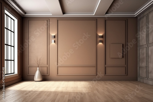 mockup for empty brown wall decoration 