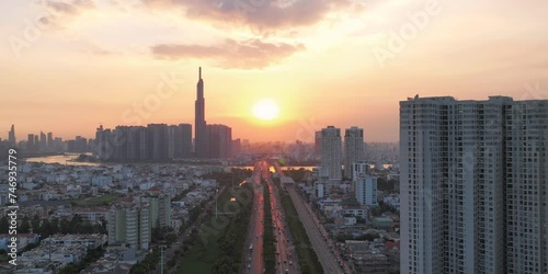Timelapse sunset in Landmark 81, Ho Chi MInh City, Viet Nam 