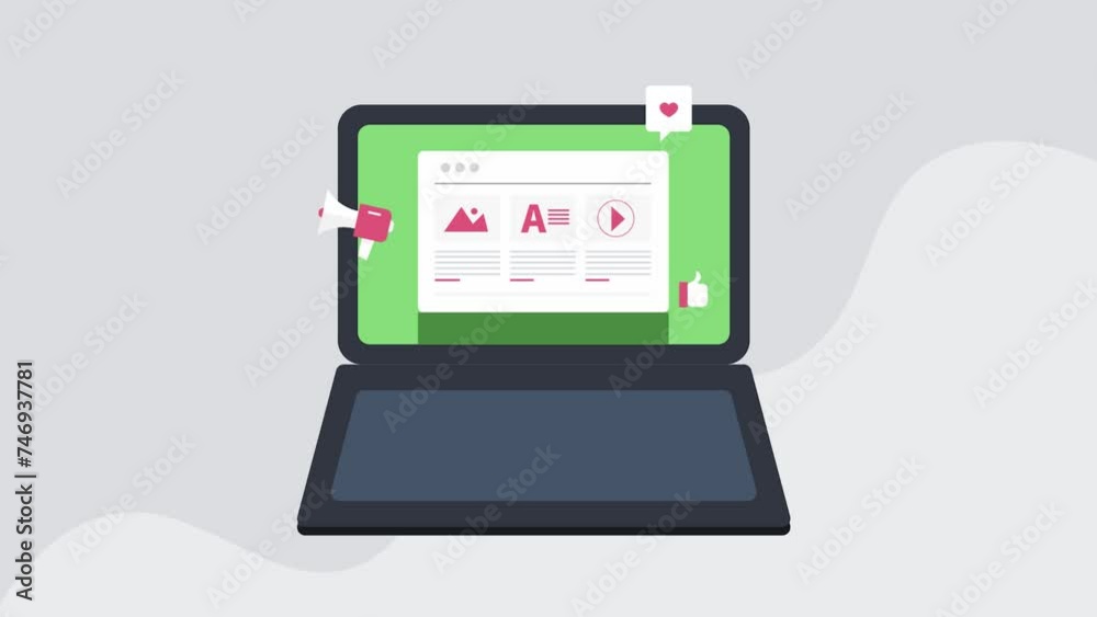 Content marketing online social media promotion blog brand message to internet audience conceptual video animation. Content marketing online social media promotion blog brand message to internet audience conceptual video animation.