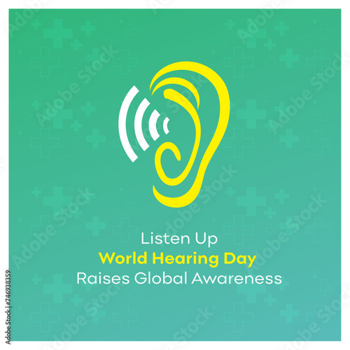 World Hearing Day, March 3rd Social Media Design Template Vector