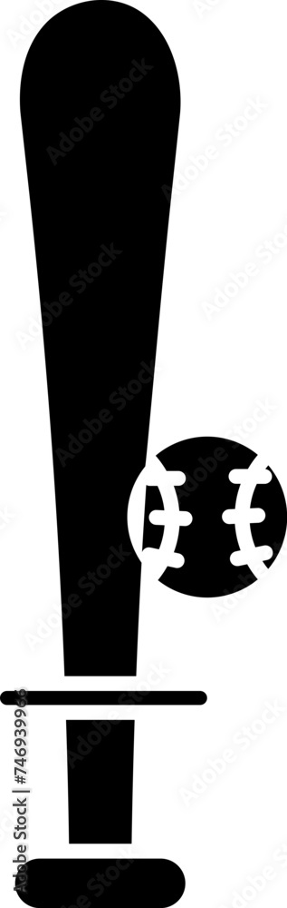 Flat style baseball with bat in b&w color. Flat style baseball with bat in b&w color.