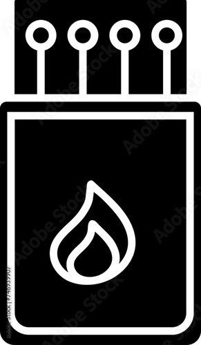 Flat style matchbox in b&w color. 