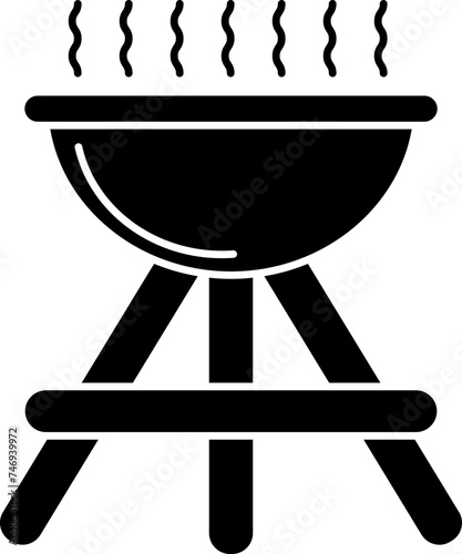 Illustration of hot barbecue in b&w color. 
