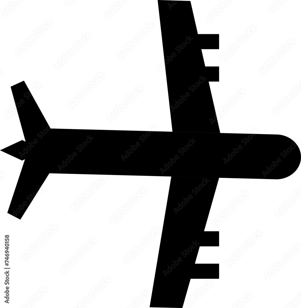 Black airplane icon in flat style. Black airplane icon in flat style.