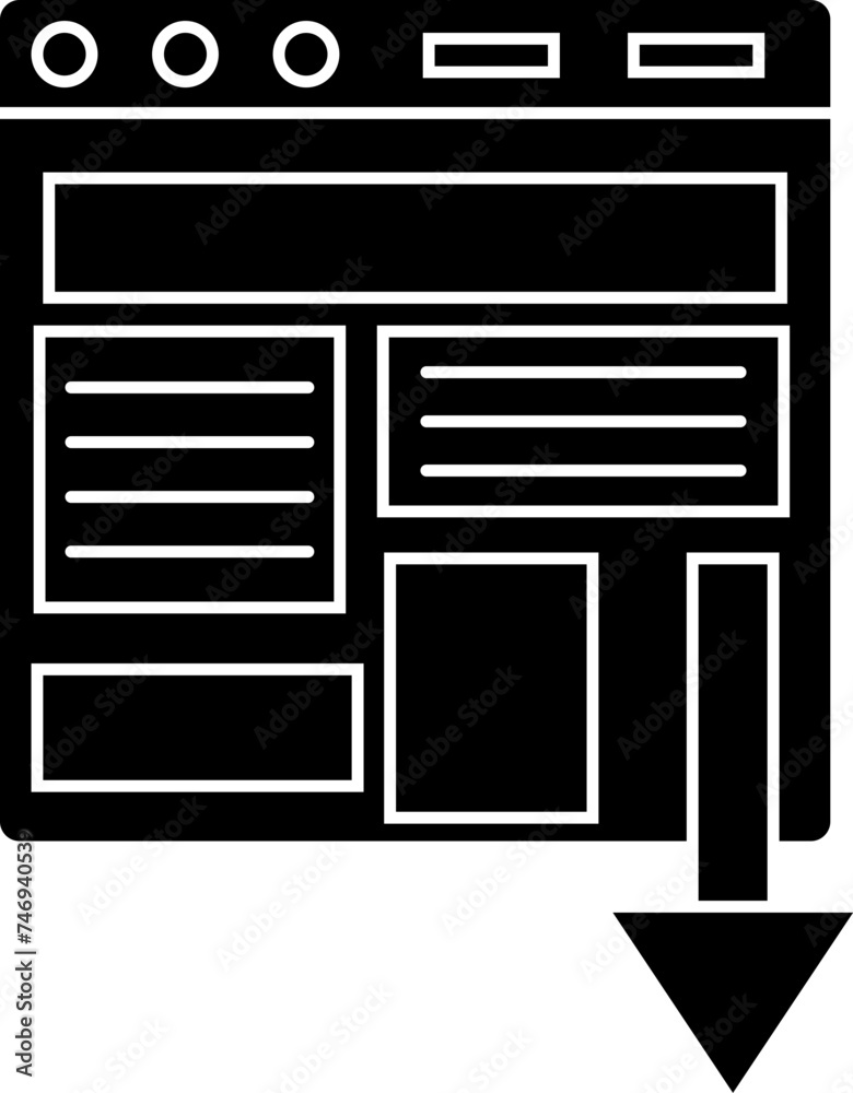 B&W landing page icon in flat style. B&W landing page icon in flat style.