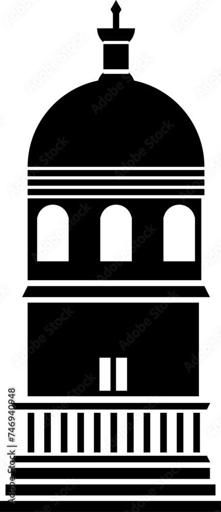 Fototapeta premium Flat style bank or court building glyph icon.