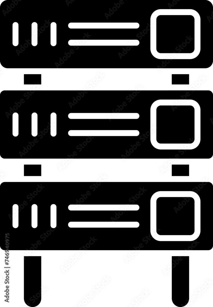 B&W computer server icon in flat style. B&W computer server icon in flat style.
