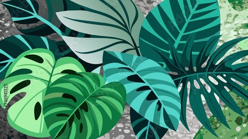 tropical background with palm leaves. vector illustration tropical leaves background. palm leaf  floral pattern.