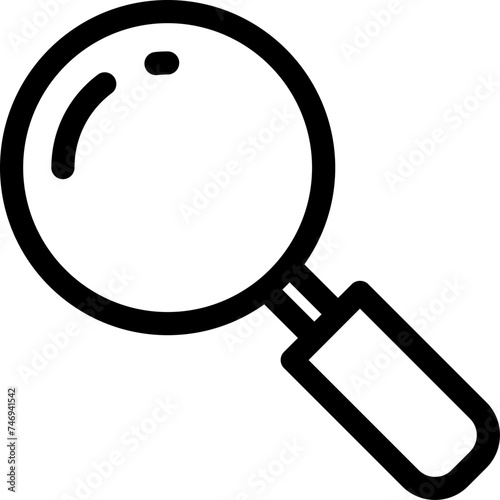 Magnifying glass or search tool icon in line art.