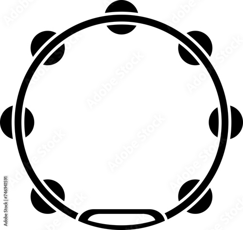 Glyph tambourine icon in b&w color. photo