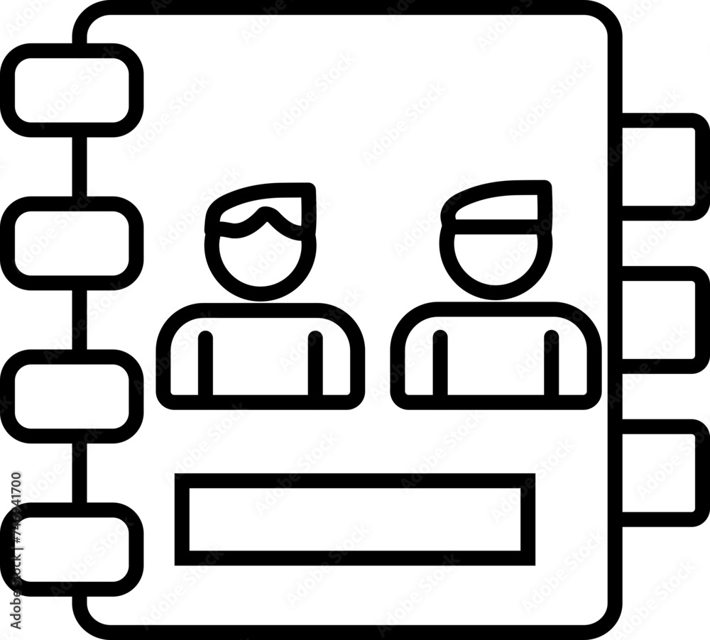 Obraz premium Flat style contact book icon made by black line art.