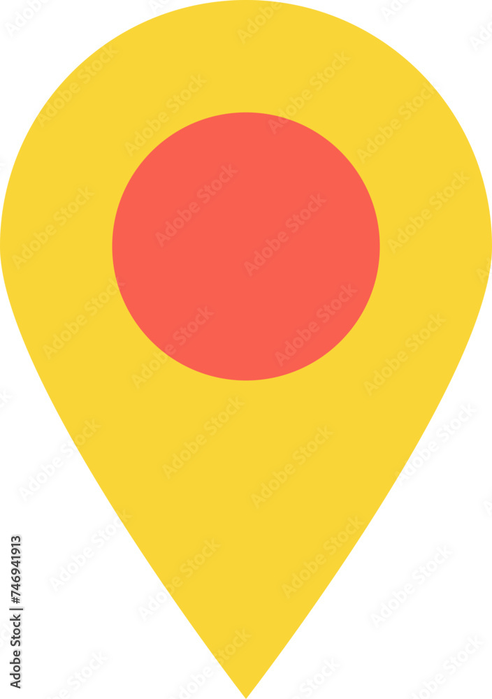Flat style map pin in yellow and pink color. Flat style map pin in yellow and pink color.