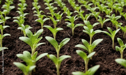 Rows with bio ecological sprouts in the ground