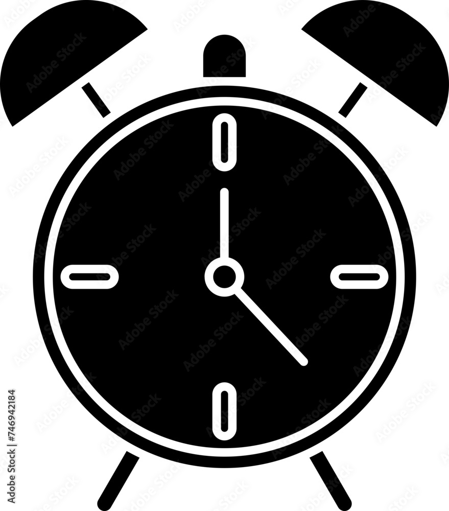 B&W alarm clock in flat style. B&W alarm clock in flat style.