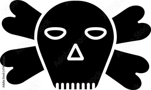 Black danger icon in flat style.
