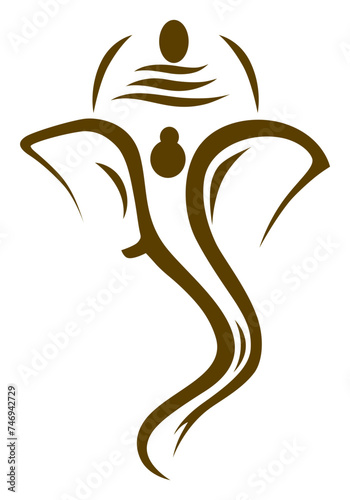 Modern line art illustration of Lord Ganesha.