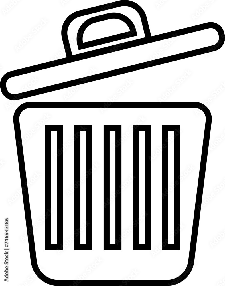 Black line art dustbin in flat style. Black line art dustbin in flat style.